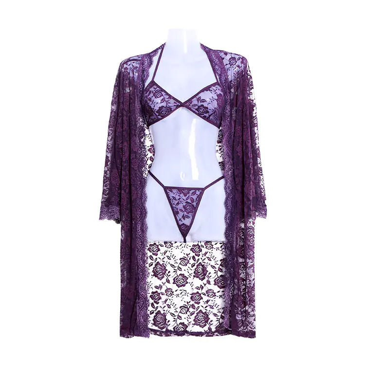 Lace Lingerie Plus Size 3-Piece Set