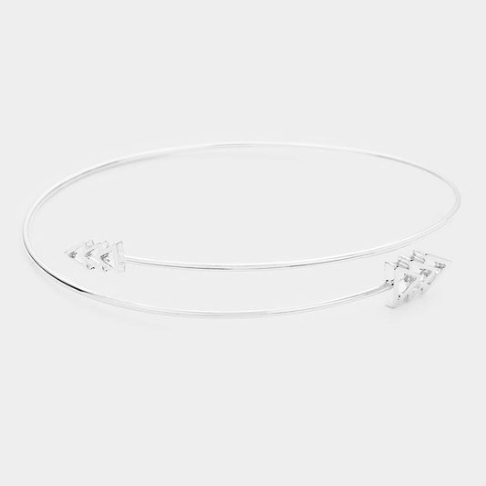 White Gold Dipped Metal Triple Triangle End Bracelet