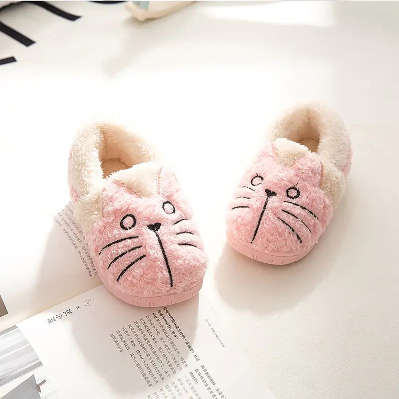 Kids' Cotton Slippers with Cat Design for Winter- 888