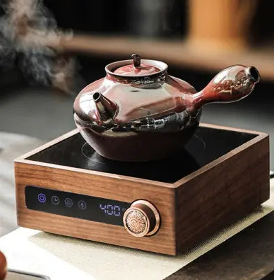 Automatic Electric Tea Pot Set with Walnut Wood