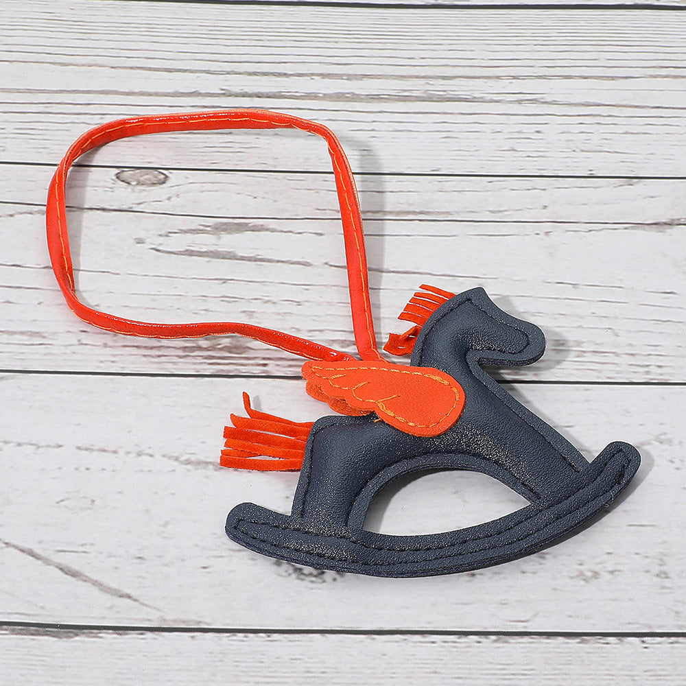 Faux Leather Winged Rocking Horse Bag Charm