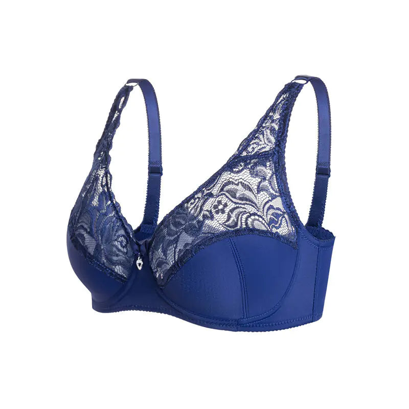 Large Ultra-Thin Lace Bra with Steel Ring and Adjustable Fit - Lingerie