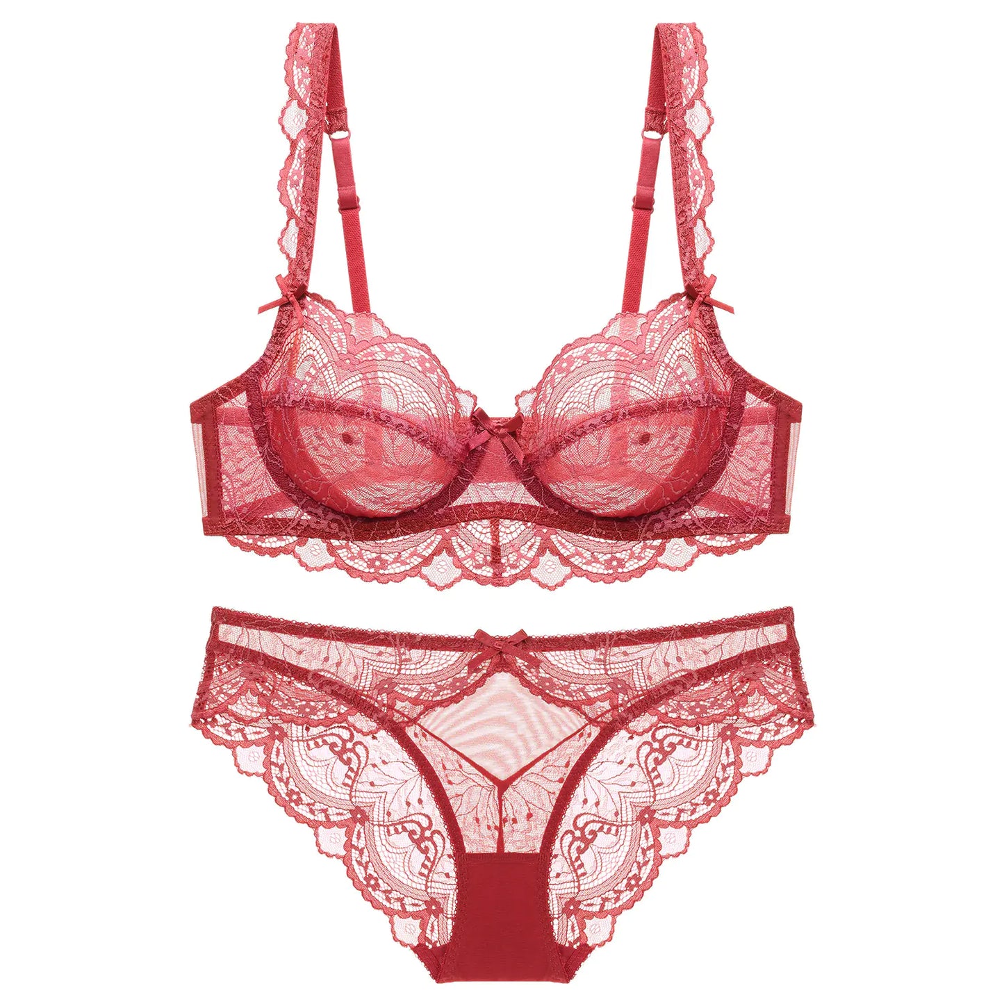 Ultra-thin Transparent Lace Bra Set for Women - Lingerie