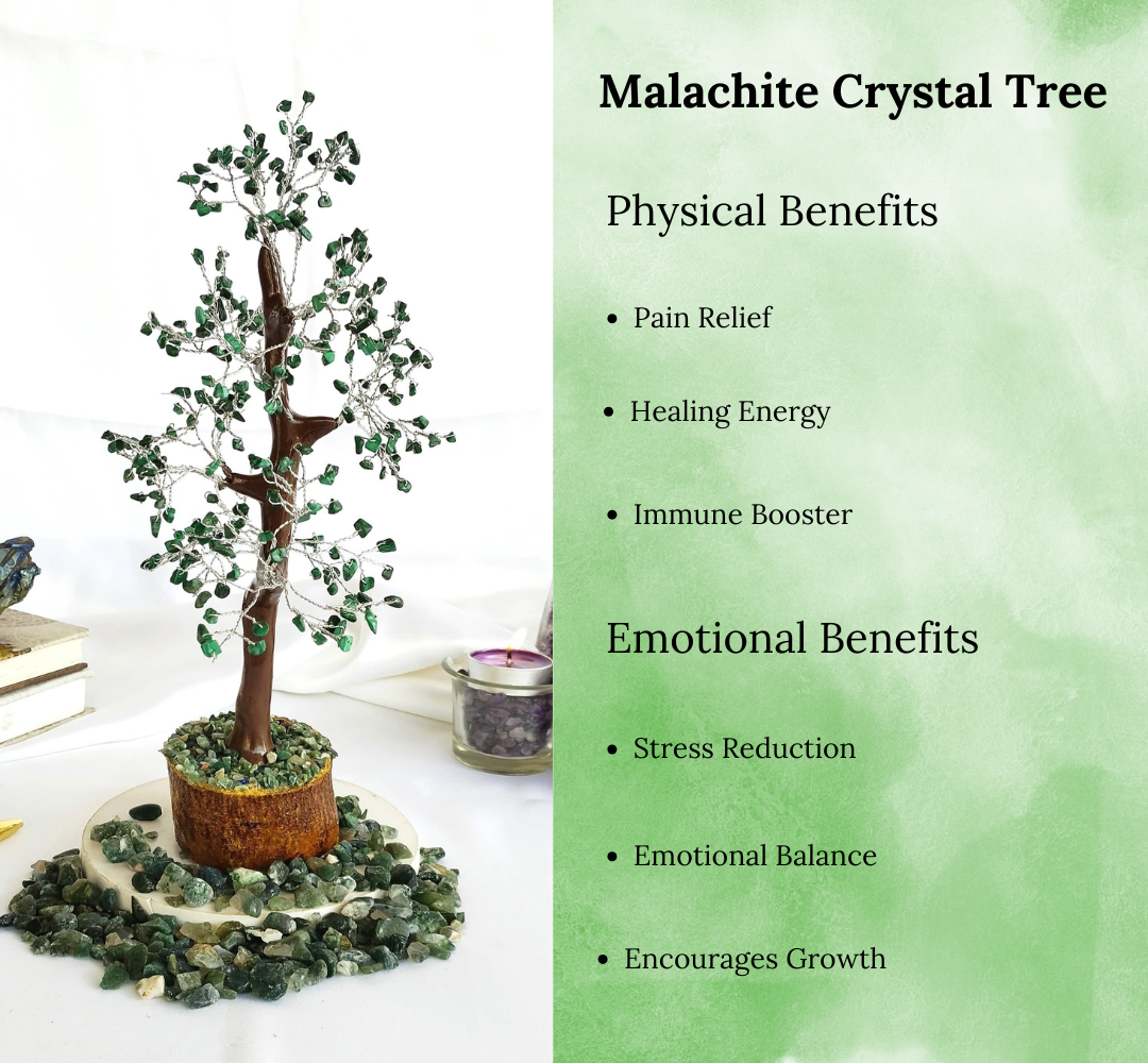 Malachite Gemstone Tree, Crystal Tree Of Life.