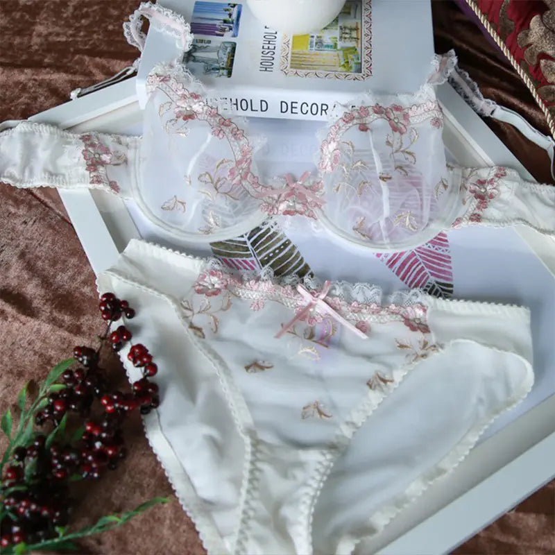 Exquisite Pink Lace Bra - Ultra-thin Large Size - Lingerie