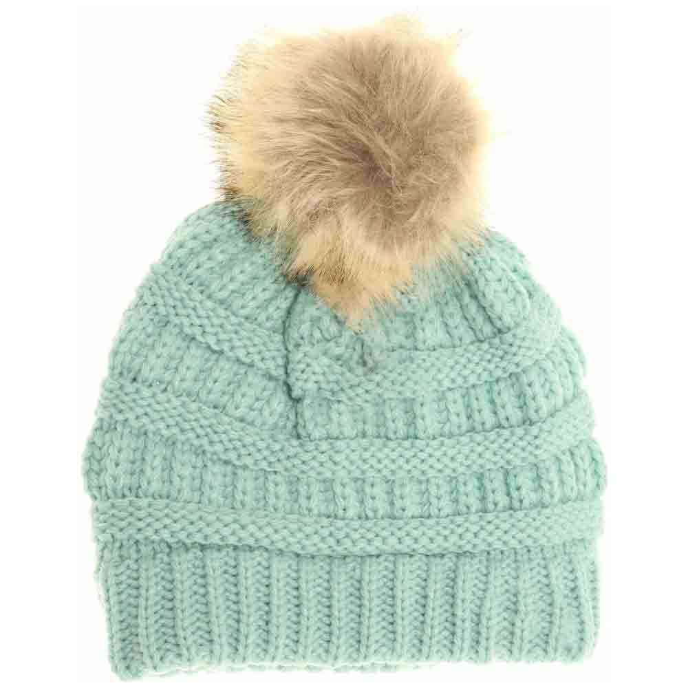 Kids Fur Pom C.C Beanie