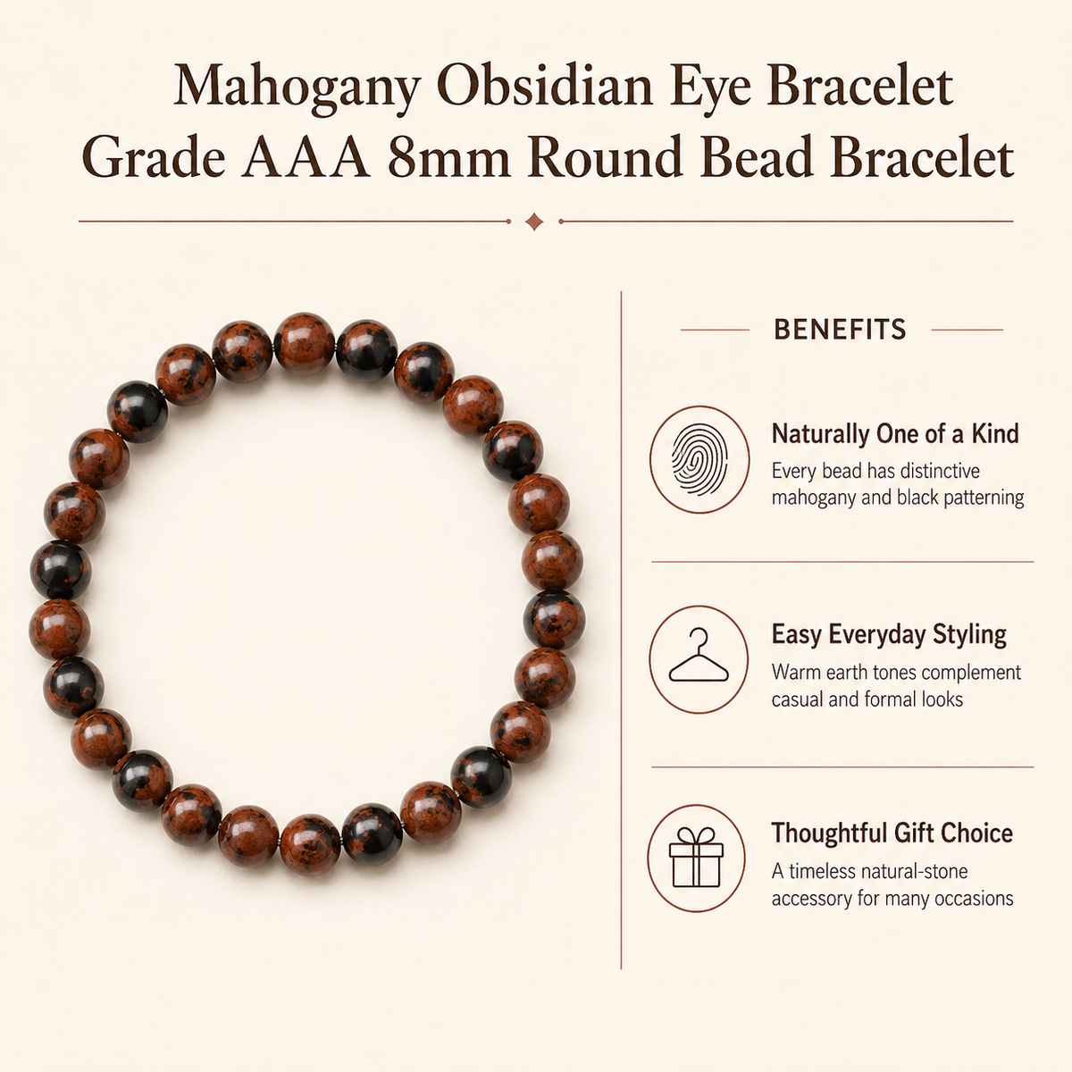 Mahogany Obsidian Bracelet (Creativity and Growth)