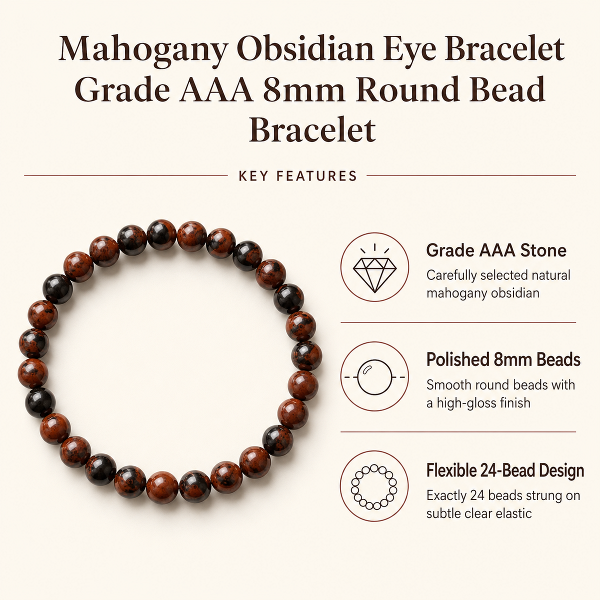 Mahogany Obsidian Bracelet (Creativity and Growth)