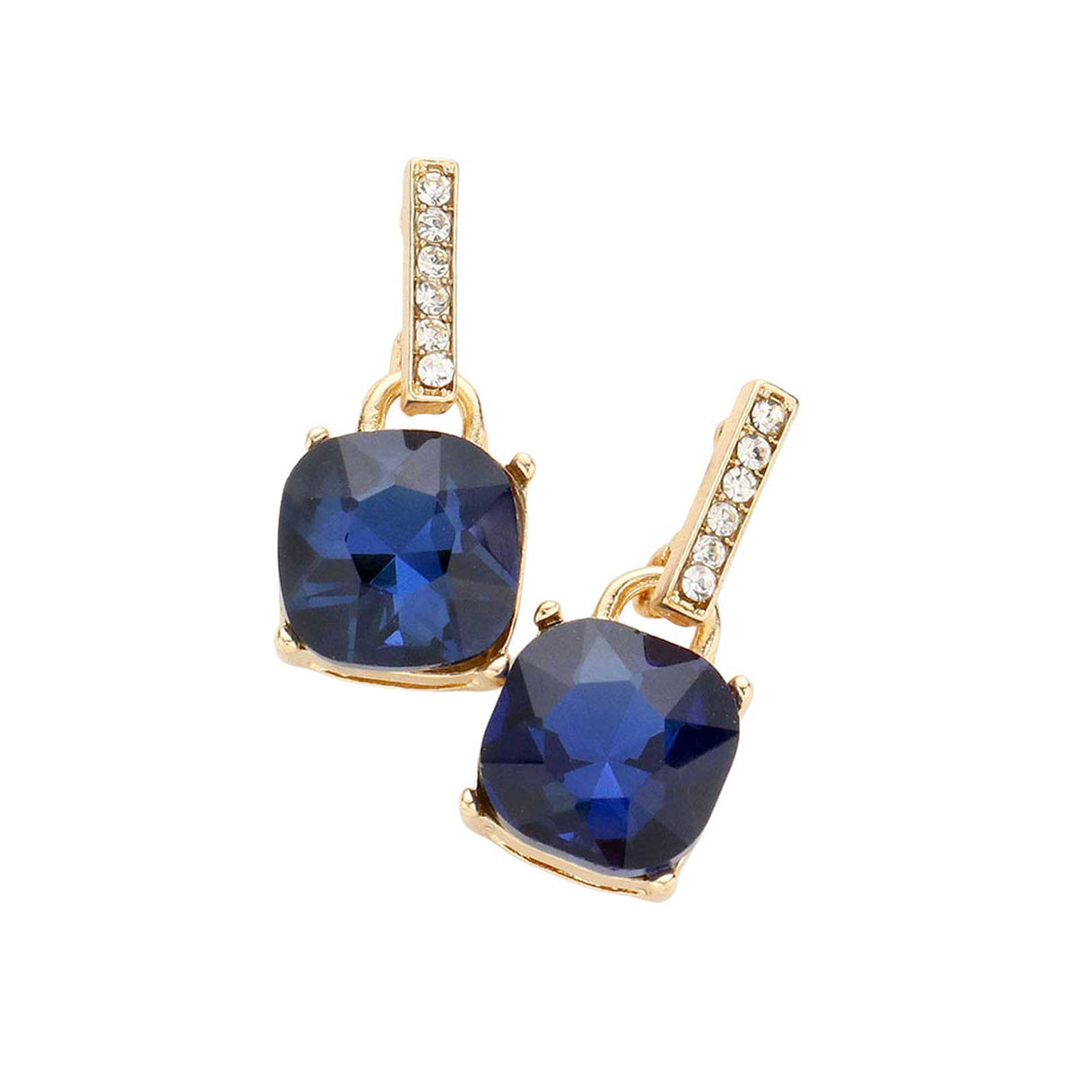 Cushion Square Stone Dangle Evening Earrings