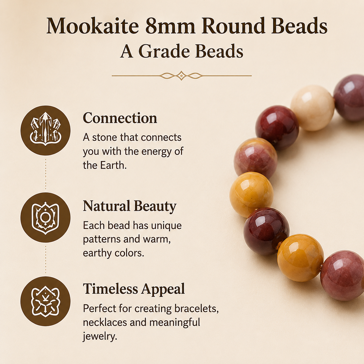 Mookaite Beads, Natural Round Crystal Beads 4mm to 12mm