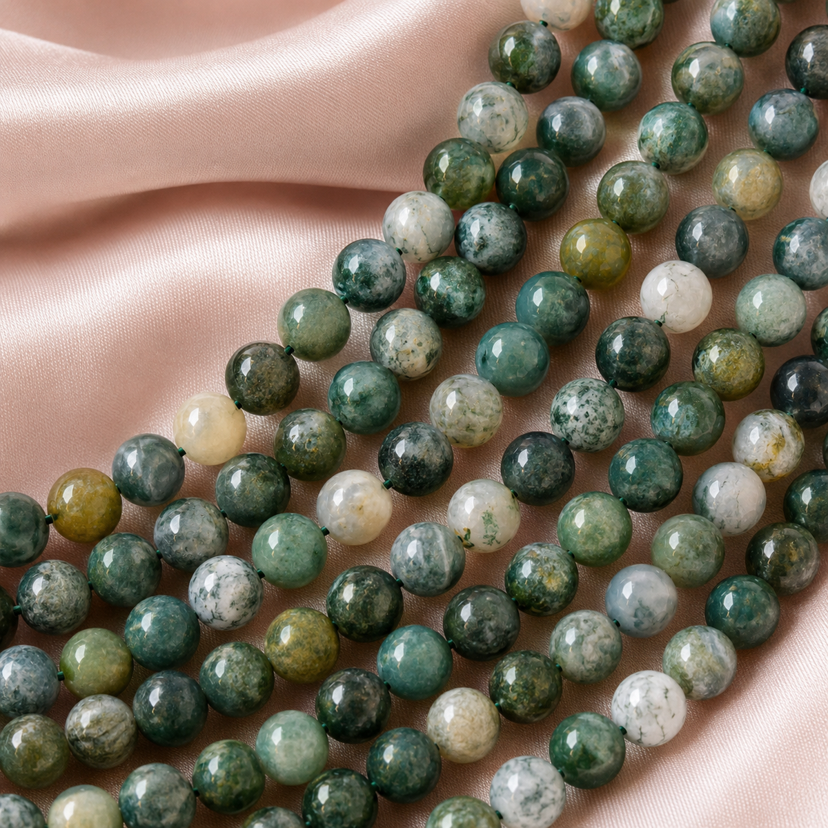 Moss Agate Beads, Natural Round Crystal Beads 4mm to 12mm.