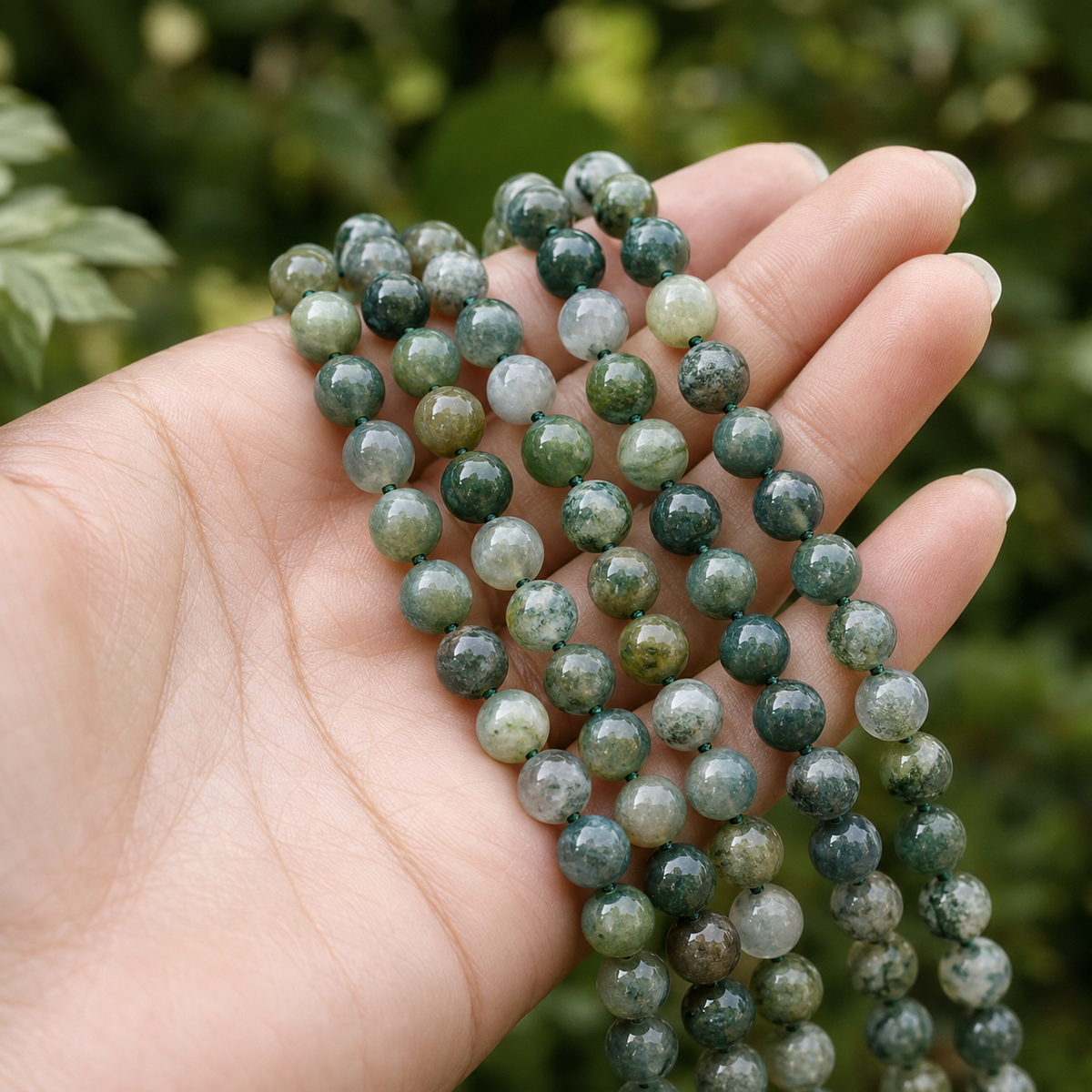 Moss Agate Beads, Natural Round Crystal Beads 4mm to 12mm.