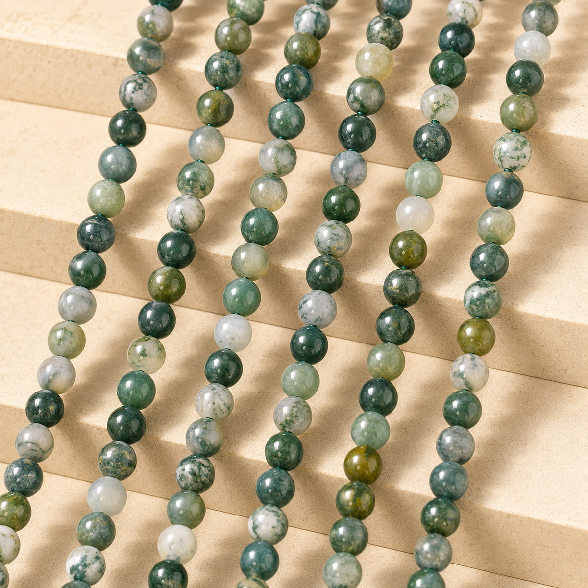 Moss Agate Beads, Natural Round Crystal Beads 4mm to 12mm.