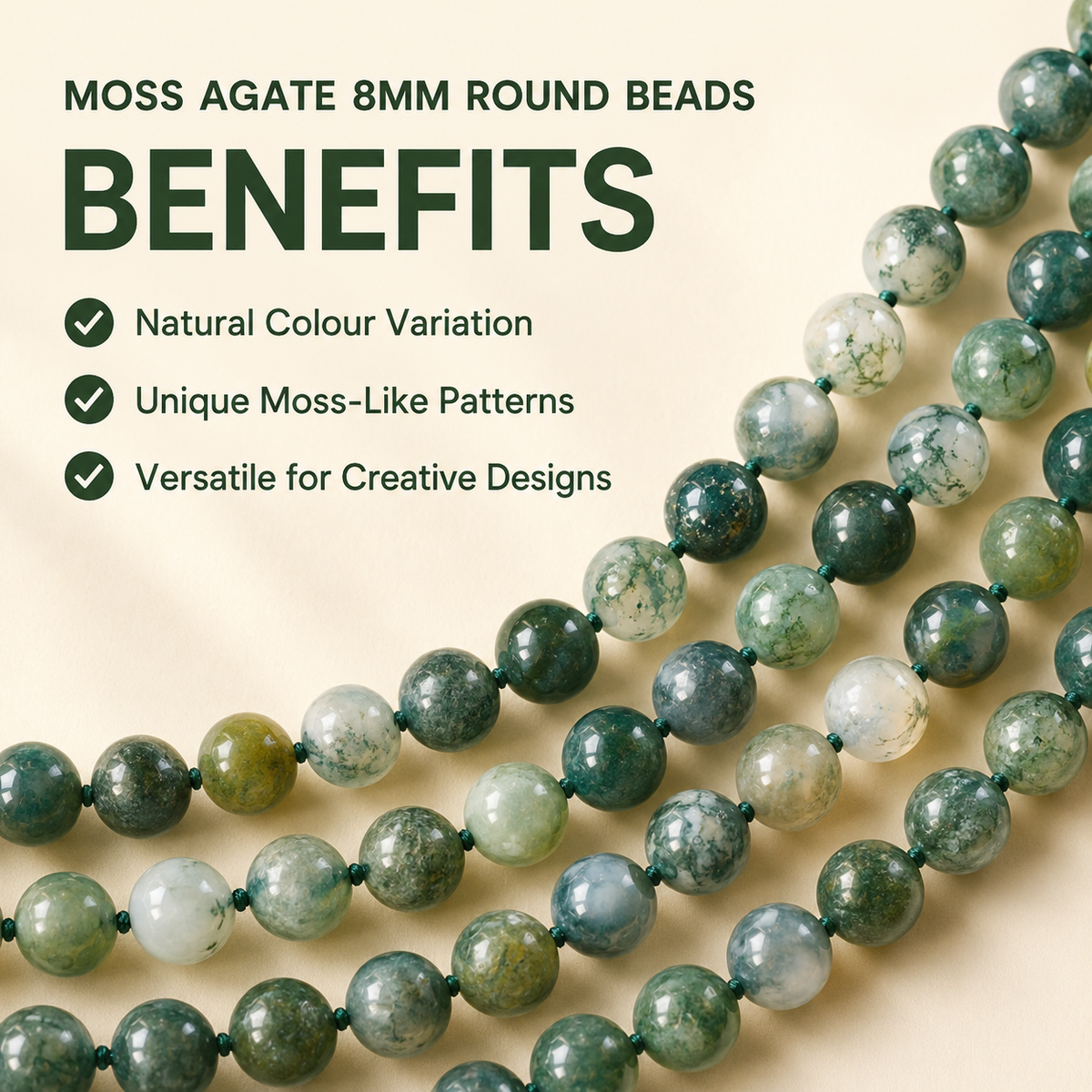 Moss Agate Beads, Natural Round Crystal Beads 4mm to 12mm.