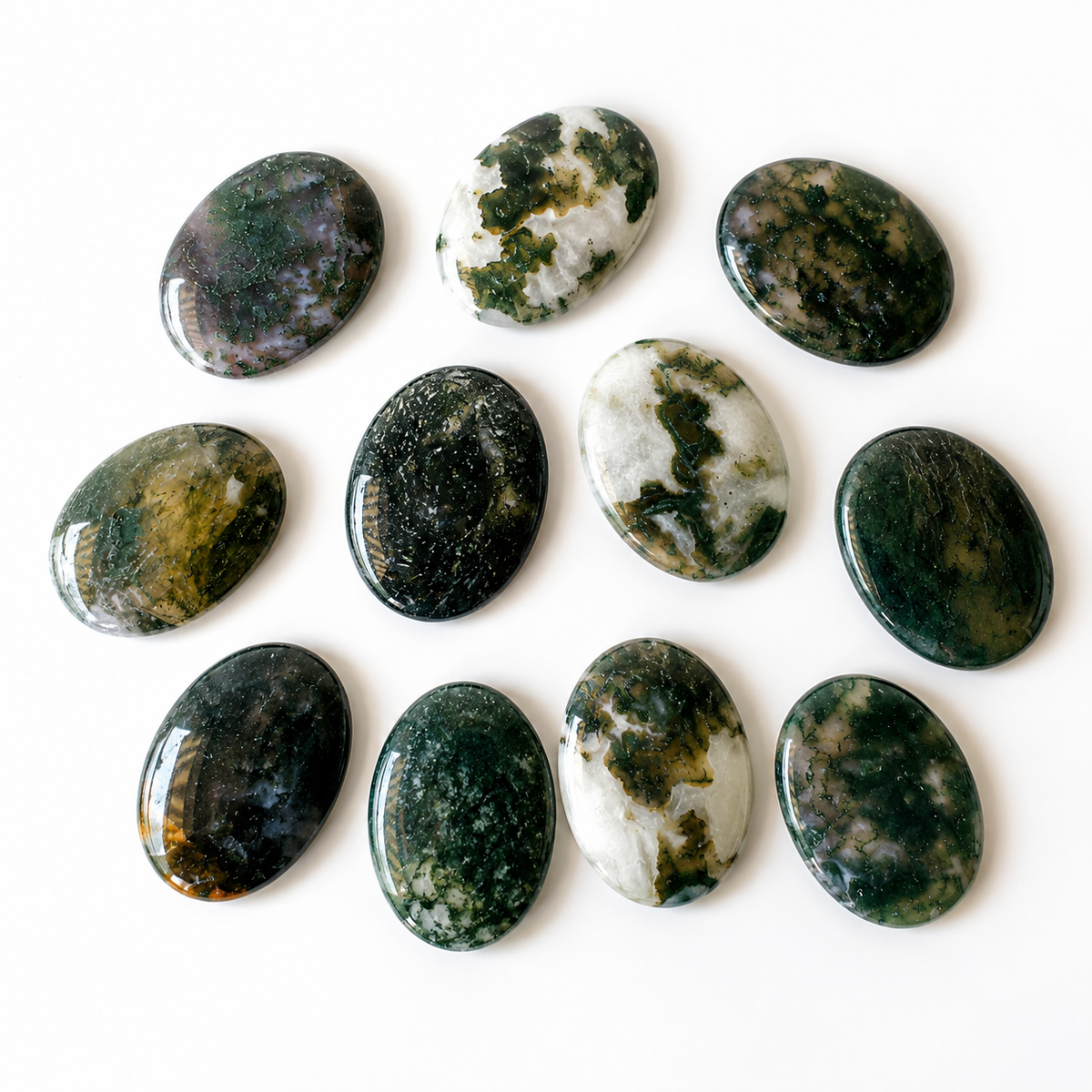 Moss Agate Pocket Stones (Trust and Self-Discipline)