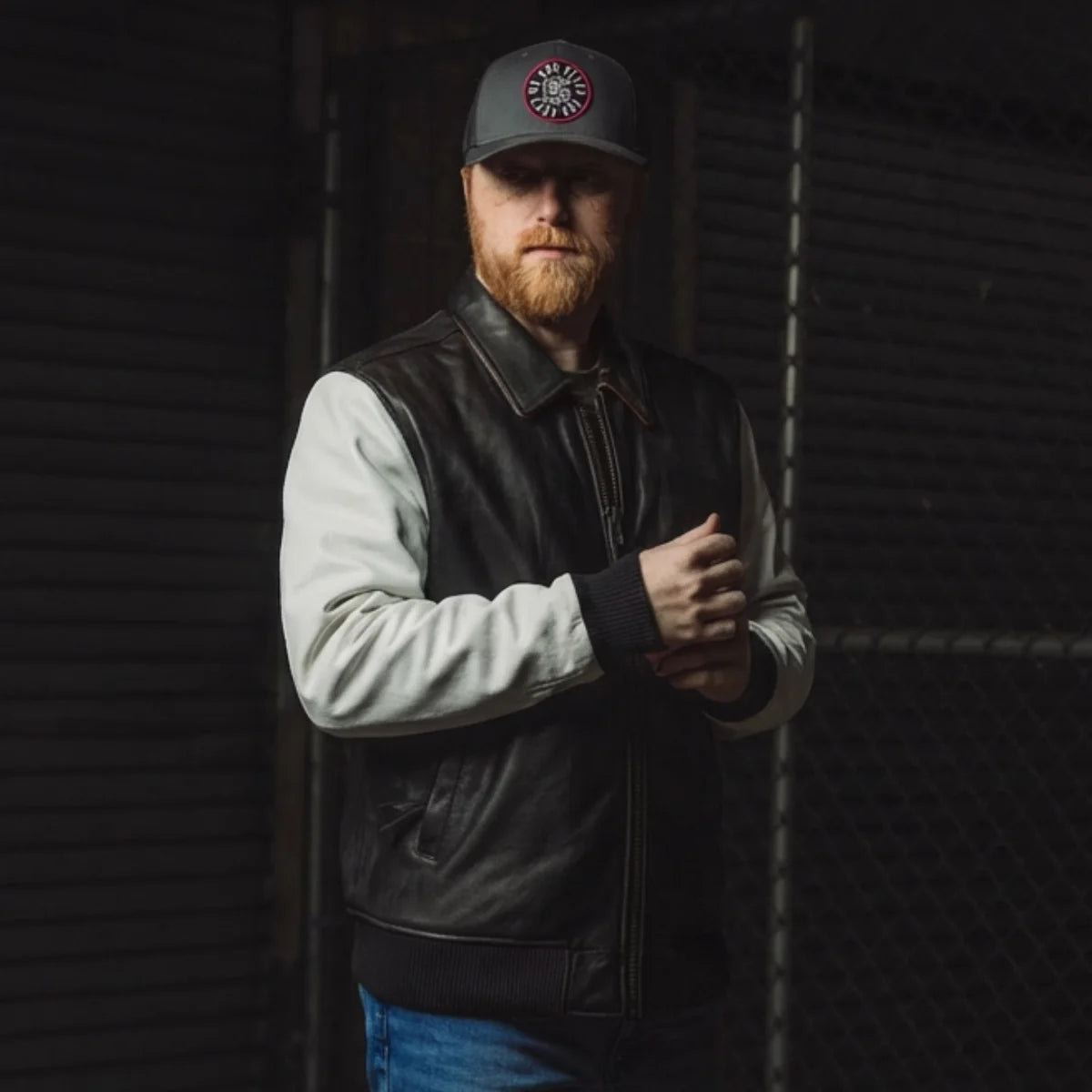Moto Bomber Two Tone Men's Leather Jacket