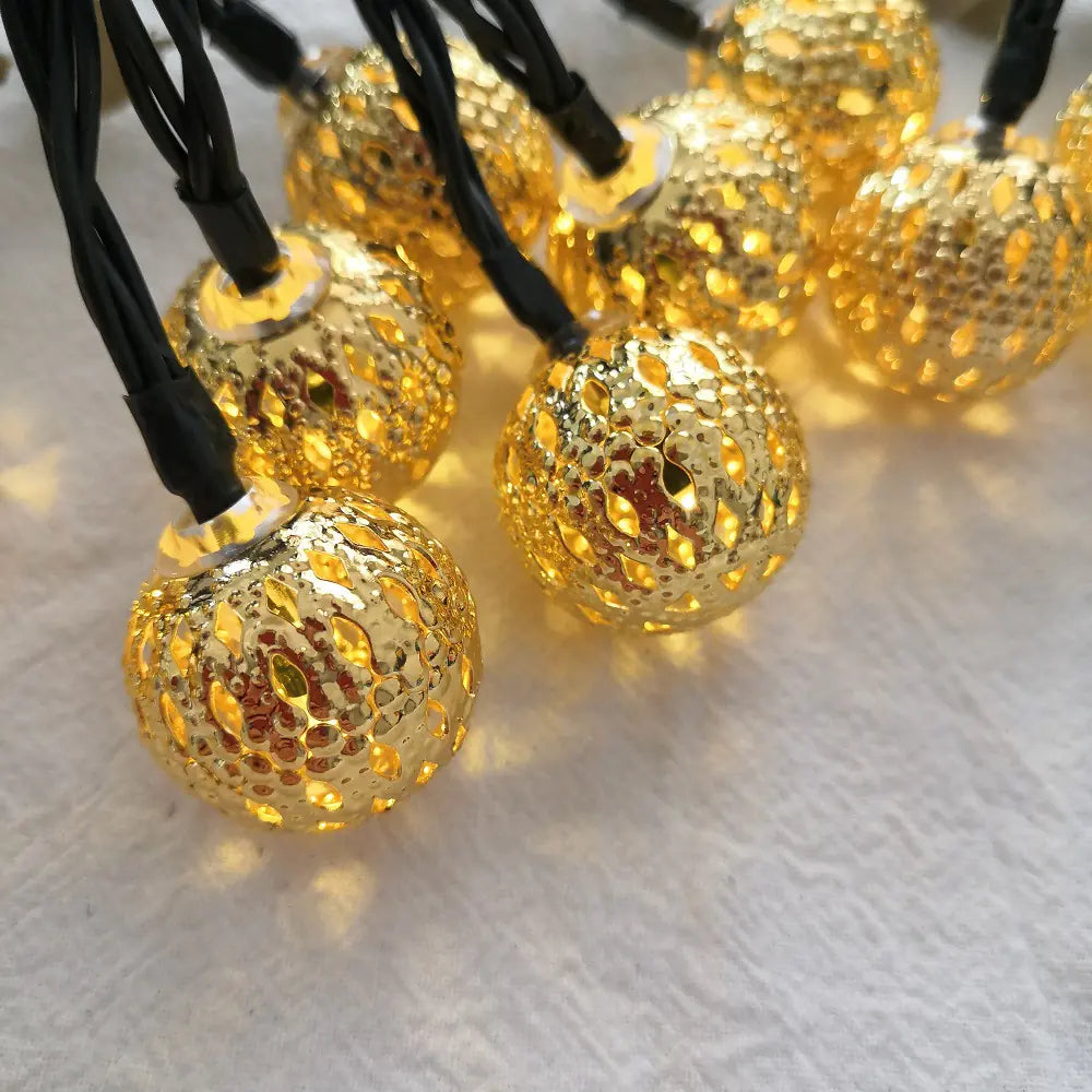Solar Moroccan Iron Hollow Outdoor Waterproof LED String Lights - 888