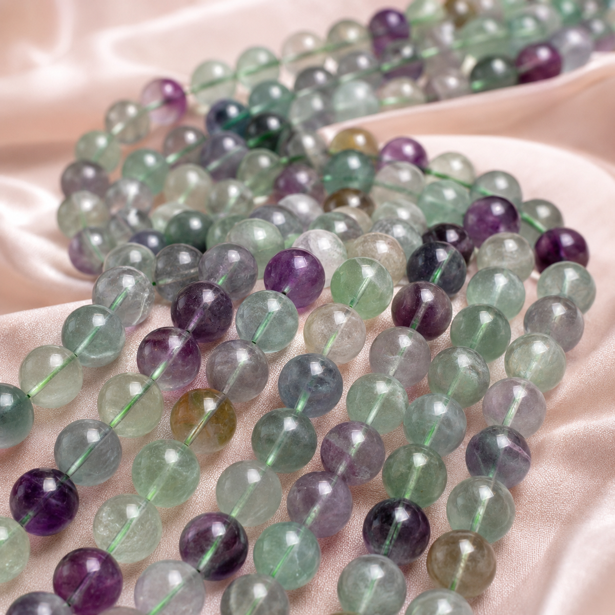 Multi Fluorite Beads, Natural Round Crystal Beads 4mm to 12mm