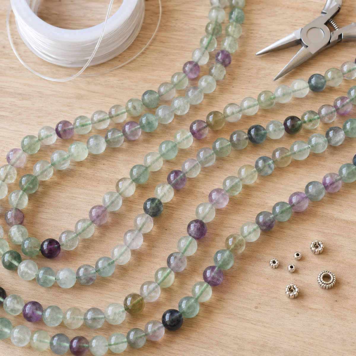 Multi Fluorite Beads, Natural Round Crystal Beads 4mm to 12mm