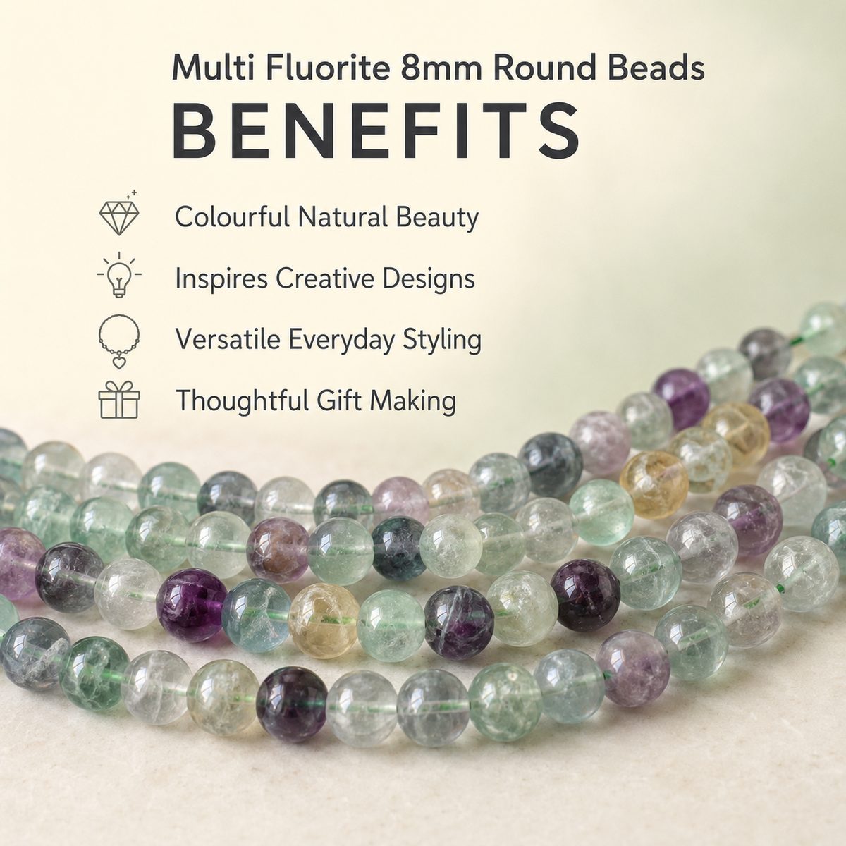 Multi Fluorite Beads, Natural Round Crystal Beads 4mm to 12mm