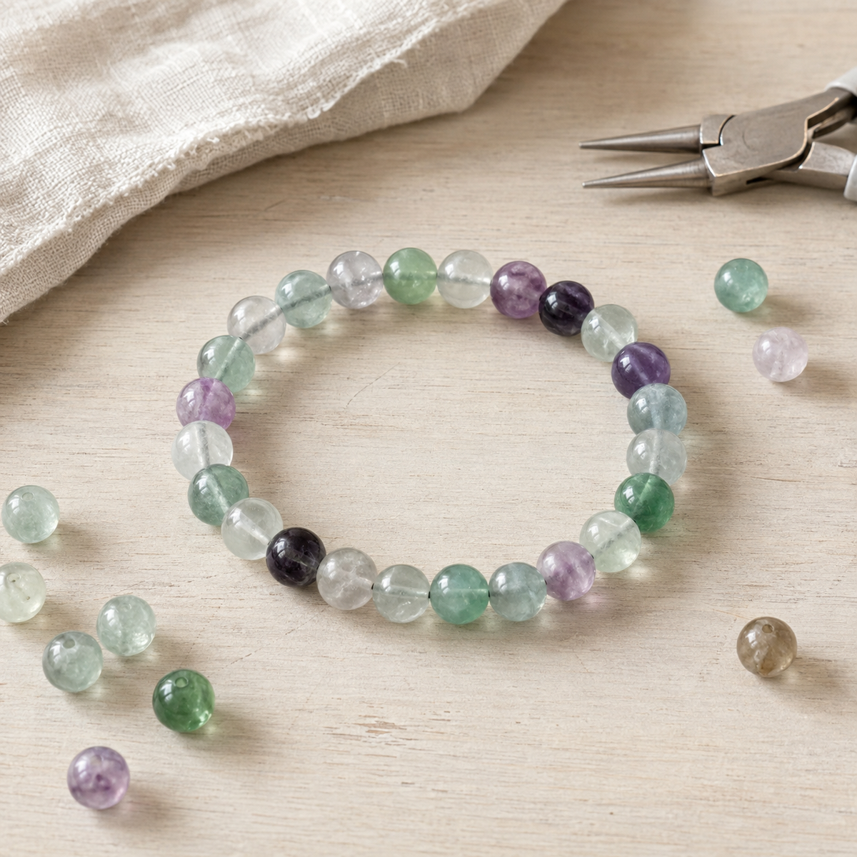 Multi Fluorite Bracelet | Fluorite Crystal Bracelet (Self-Discipline and Clarity)