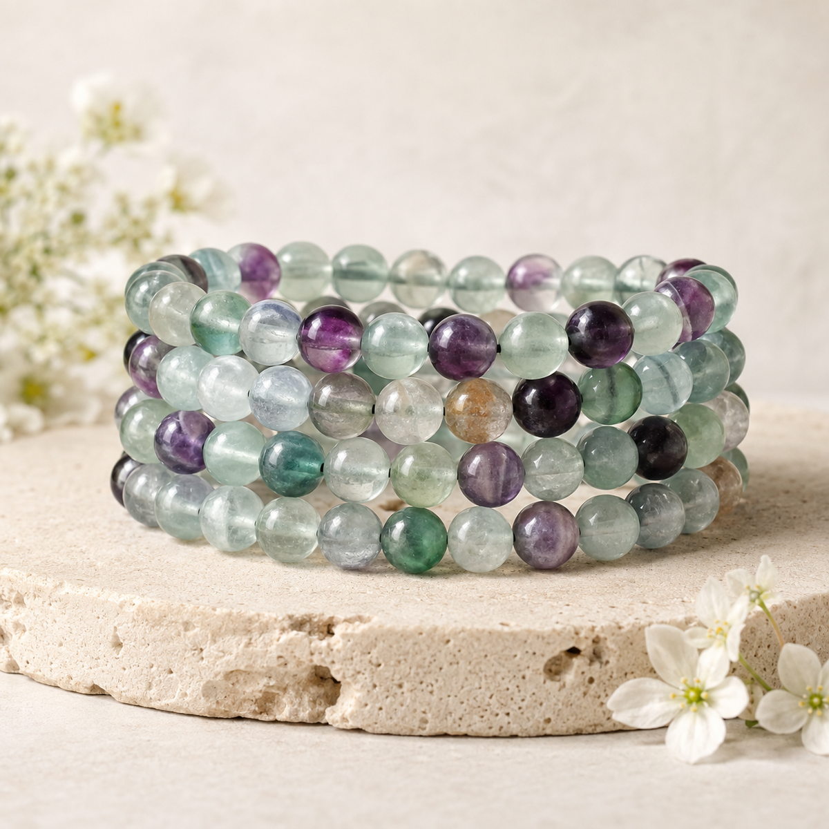 Multi Fluorite Bracelet | Fluorite Crystal Bracelet (Self-Discipline and Clarity)