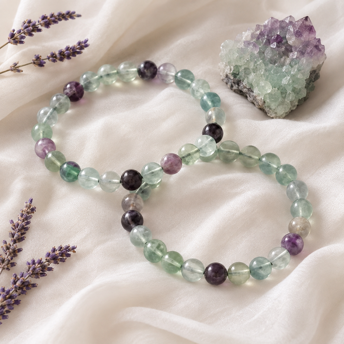 Multi Fluorite Bracelet | Fluorite Crystal Bracelet (Self-Discipline and Clarity)