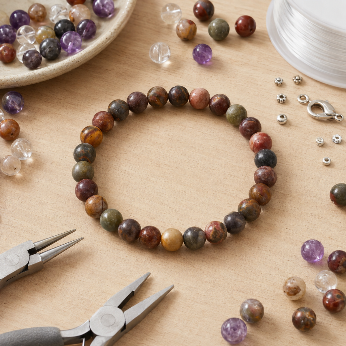 Multi Picasso Jasper Bracelet (Control and Self-Discipline)