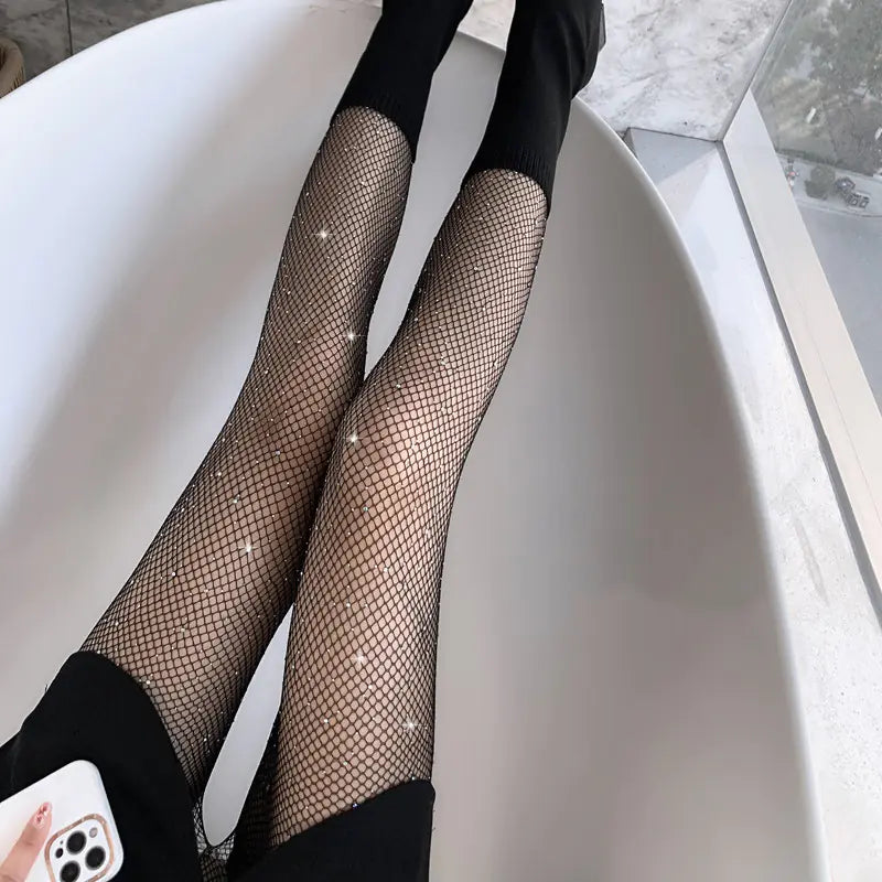 Japanese White Lace Bow Fishnet Stockings Set - Lingerie