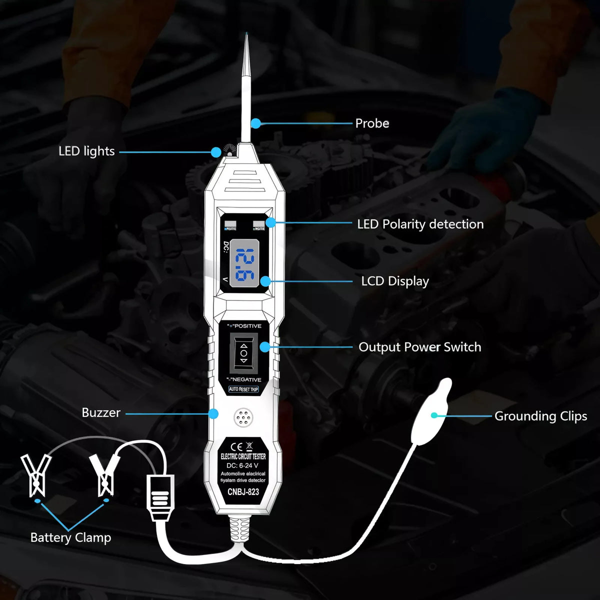 3.5-36V Digital Automotive Car Power Circuit Electrical Tester Probe Test Light