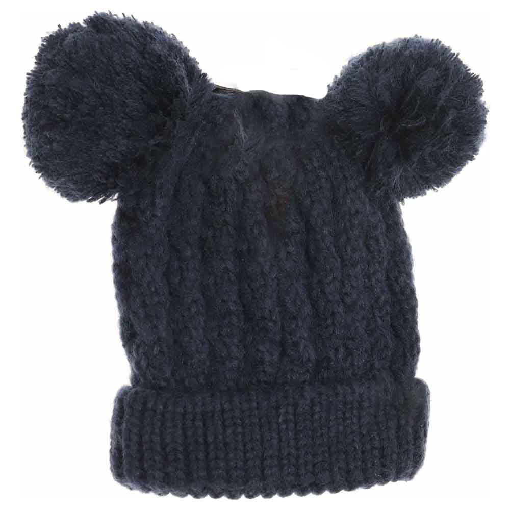 Kids Solid Double Pom C.C Beanies
