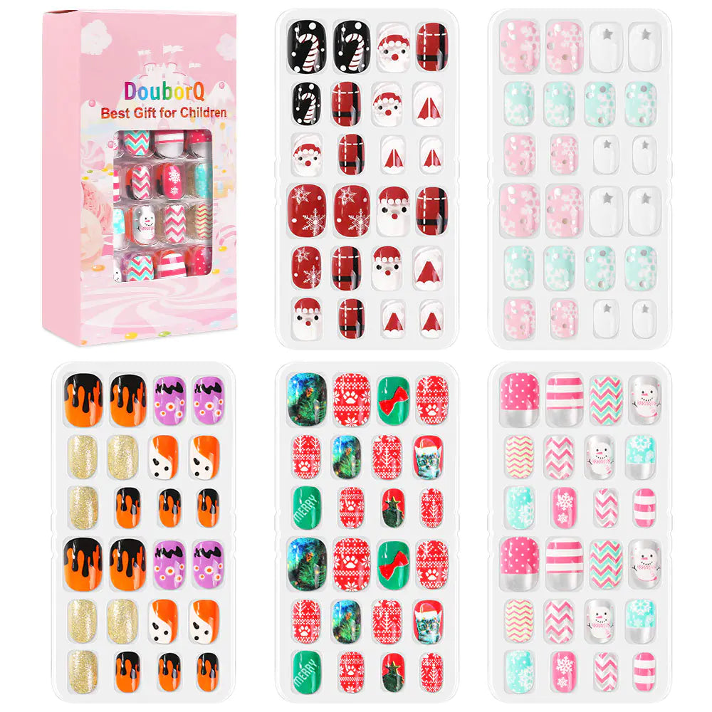120-Piece Cute Kids Nail Art Fake Nail Set