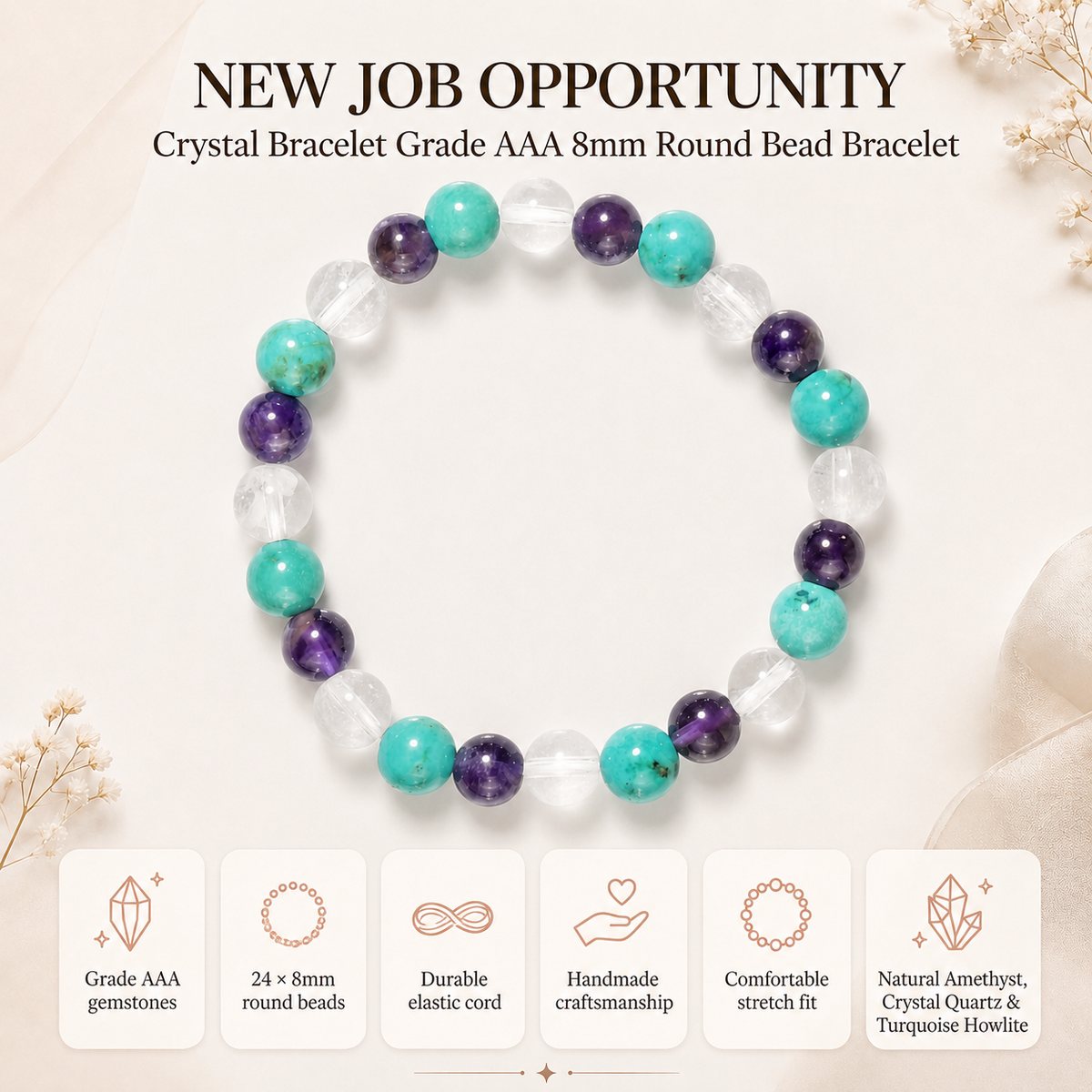 New Job & New Opportunity Bracelet, Gemstone Bracelet.