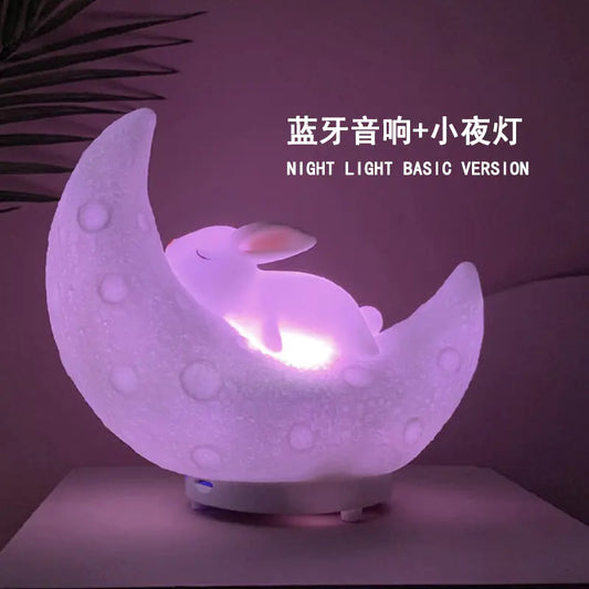 Rabbit Moon Lamp Bluetooth Speaker with Colorful Lights