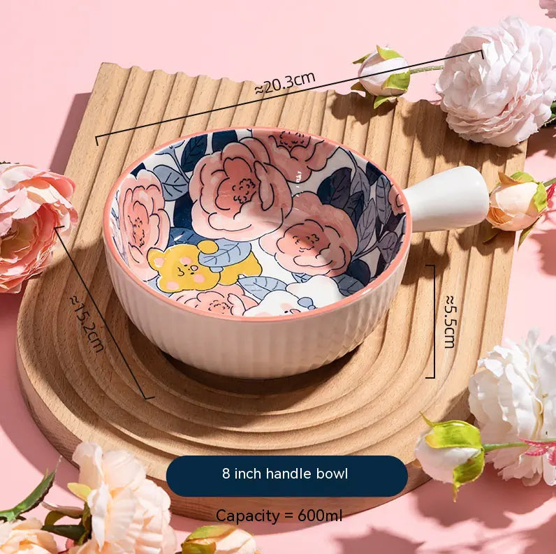 Large Rose Underglaze Porcelain Tableware Set