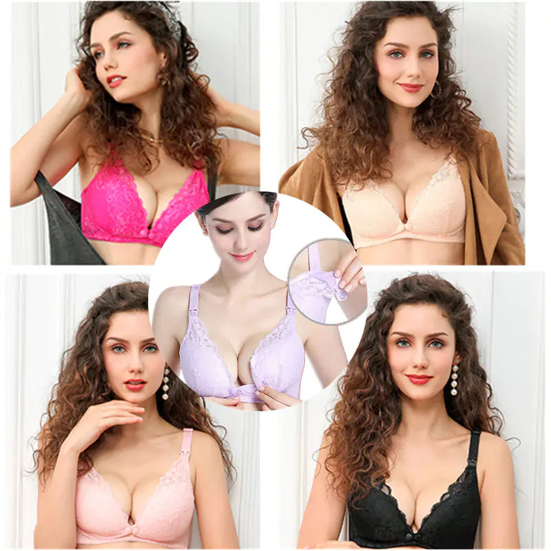 Breathable Lace Nursing Bra with Front Closure - 888
