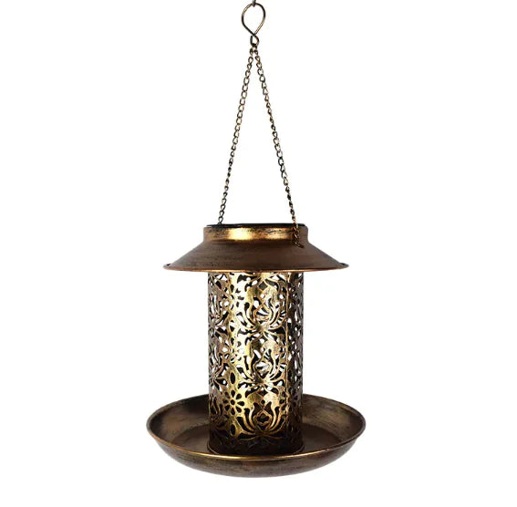 Solar Powered Metal Bird Feeder Lawn Light, Outdoor Garden Decoration - 888