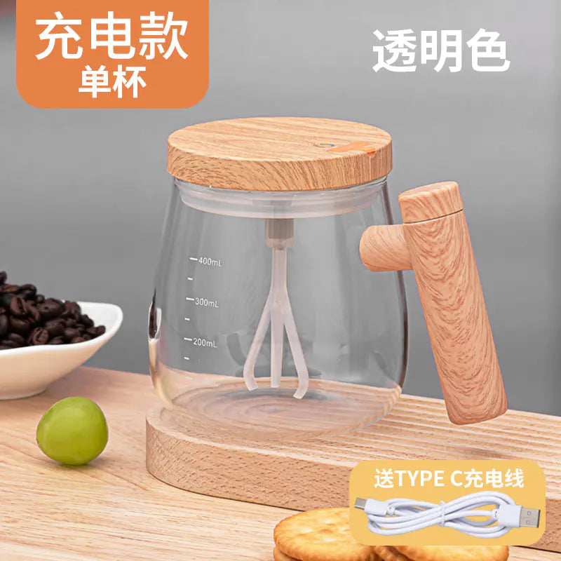 Japanese Automatic Stirring Glass Mug for Coffee & More
