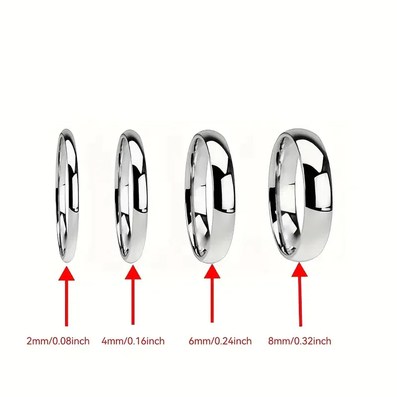 Tungsten Carbide Silver Polished Plain Wedding Band Ring 2mm 3mm 4mm 6mm 8mm 10m