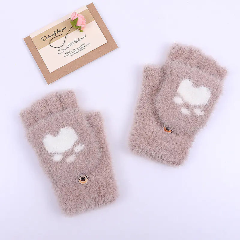 Winter Cat Claw Knit Gloves - 888
