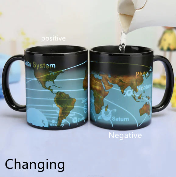 Color-Changing Earth Mug with World Map Design