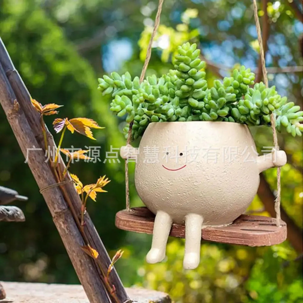 Swing Face Planter Pot for Garden or Windowsill Decor
