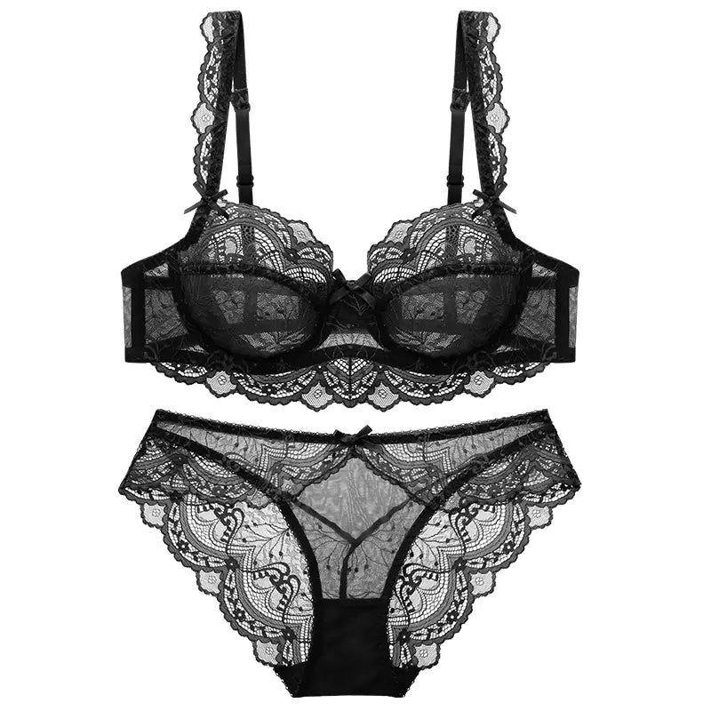 Women's Ultra-Thin Lace Bra Set for Large Breasts - Lingerie