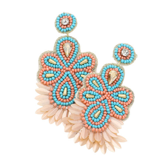 Boho Stone Beaded Sequin Dangle Earrings