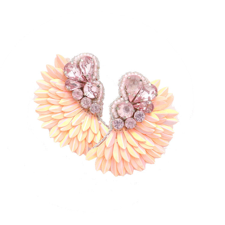 Felt Back Stone Embellished Boho Fringe Earrings