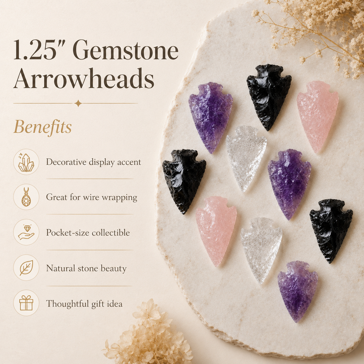 Gemstone Arrowheads for DIY Project Craft Point Jewelry Making