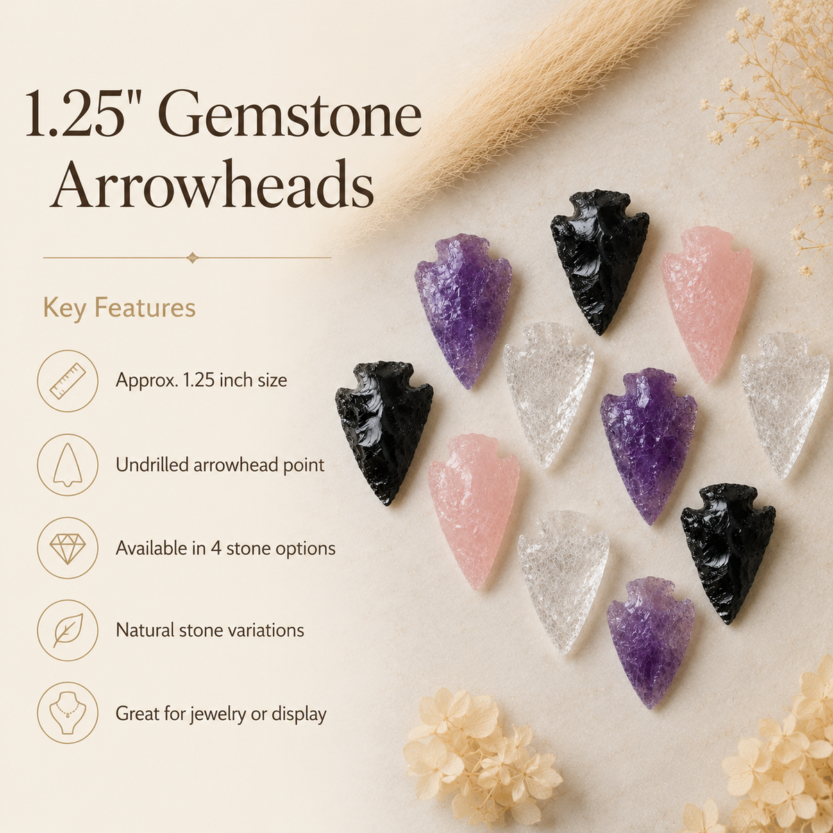 Gemstone Arrowheads for DIY Project Craft Point Jewelry Making