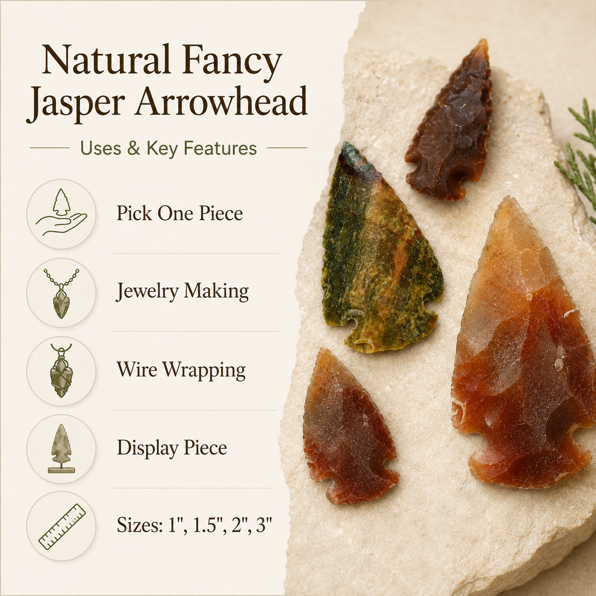 Fancy Jasper Arrowhead Points