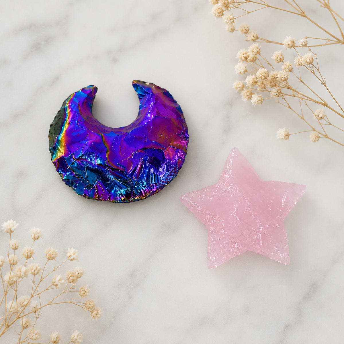 Flat Stars & Moon Shaped Gemstone Arrowheads.