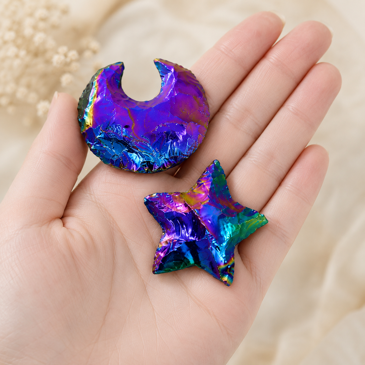 Flat Stars & Moon Shaped Gemstone Arrowheads.